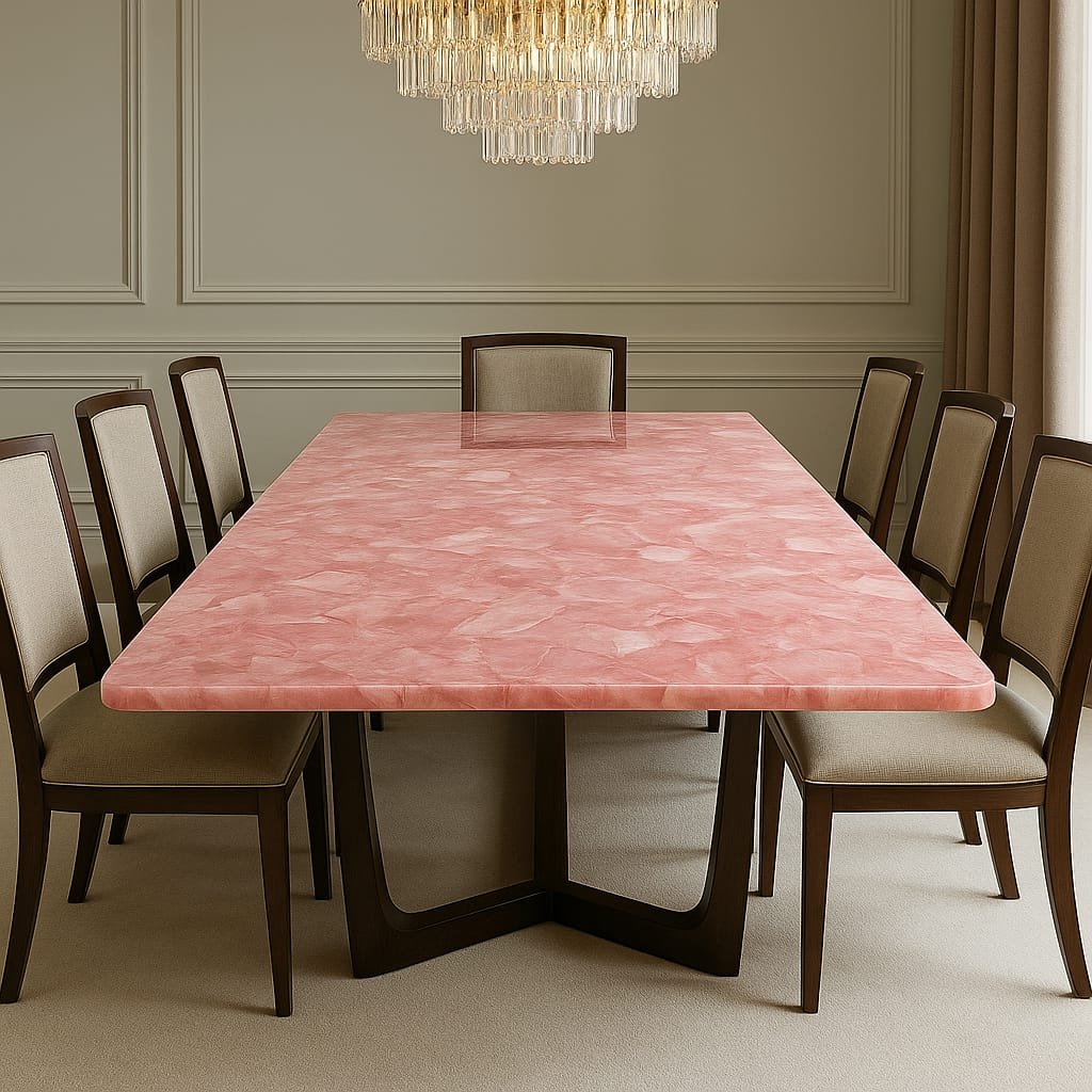 Pink Rose Quartz Dining Table